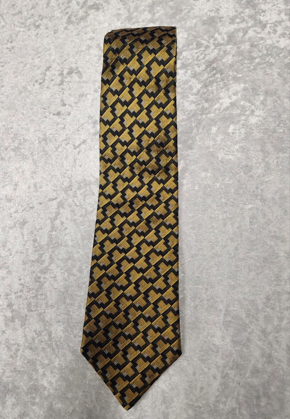 Vintage Louis Feraud Mens Geometric Print Silk Tie